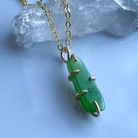 Green Russian Jade Pendant Necklace, March Birthstone