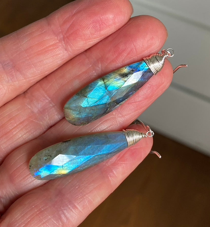 Long Labradorite Earrings