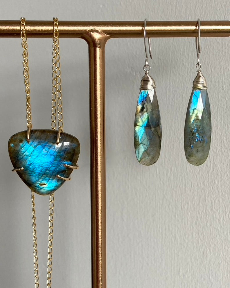 Long Labradorite Earrings