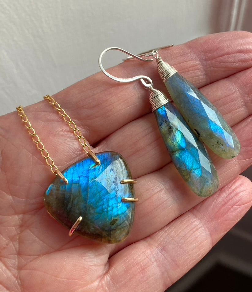 Long Labradorite Earrings