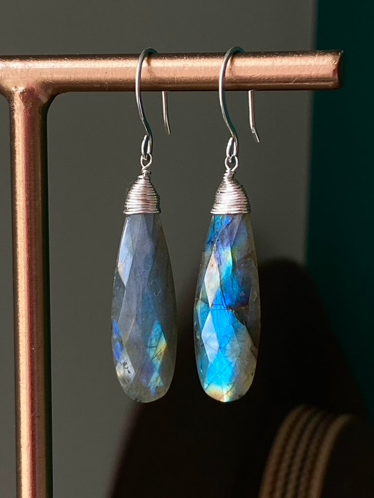 Long Labradorite Earrings