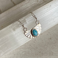 Larimar and Silver Half Sunburst Pendant Necklace