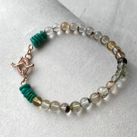Lodolite / Garden Quartz and Turquoise Bracelet