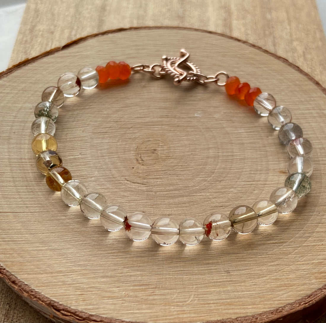 Lodolite / Garden Quartz and Carnelian Bracelet
