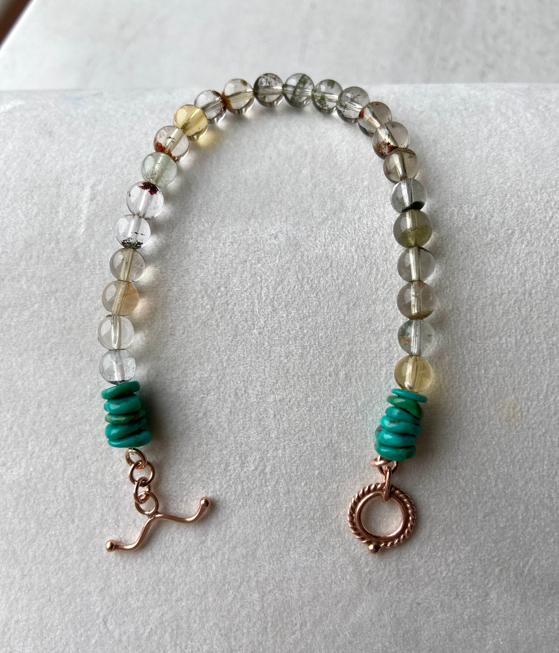 Lodolite / Garden Quartz and Turquoise Bracelet