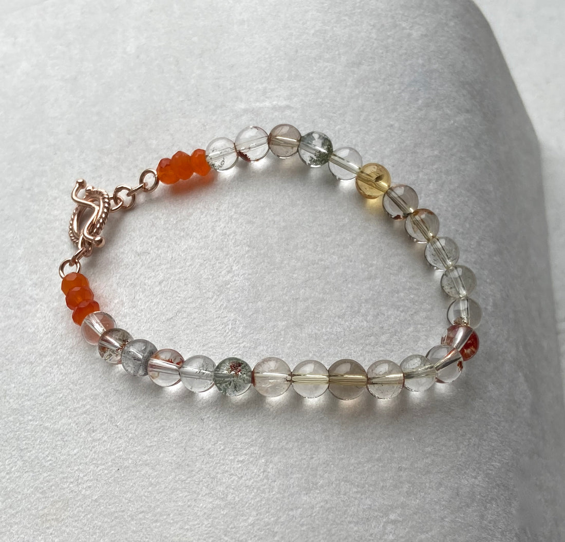 Lodolite / Garden Quartz and Carnelian Bracelet