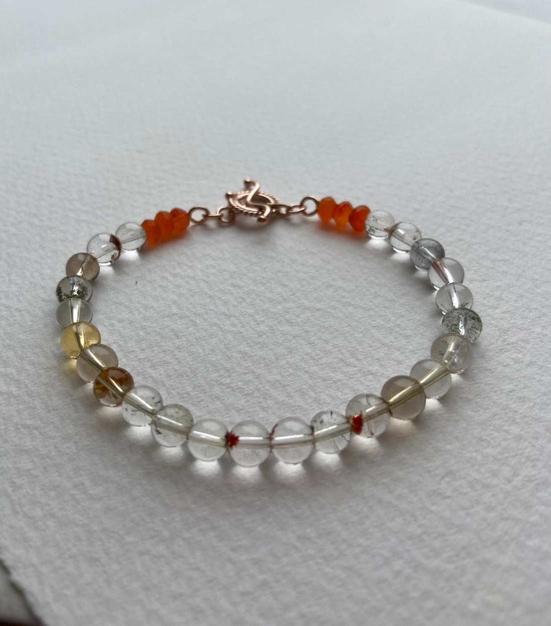 Lodolite / Garden Quartz and Carnelian Bracelet