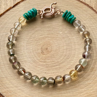 Lodolite / Garden Quartz and Turquoise Bracelet