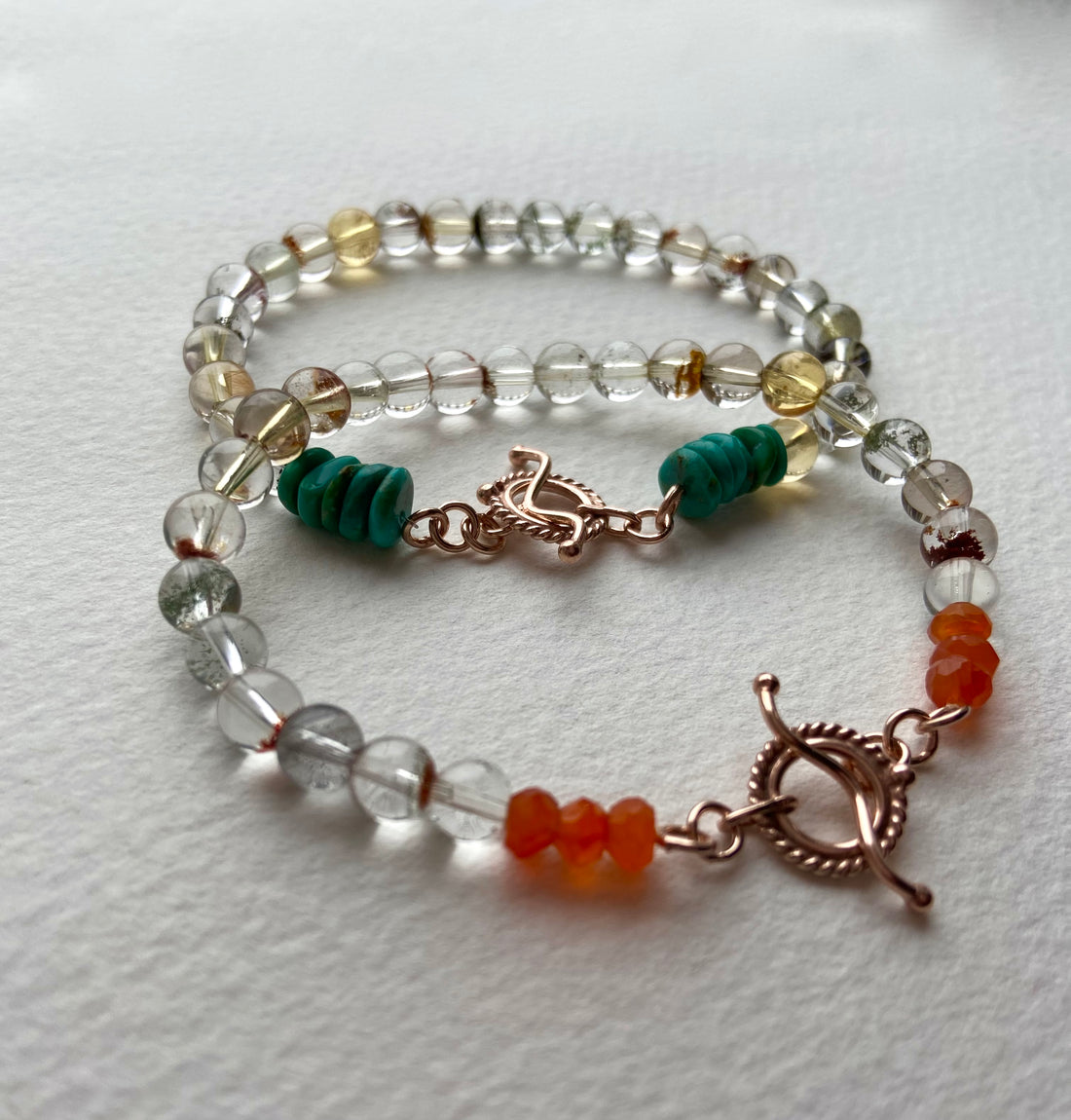 Lodolite / Garden Quartz and Turquoise Bracelet