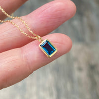 London Blue Topaz Pendant Necklace, November Birthstone Necklace