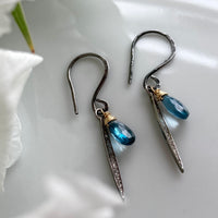 Pavé Diamond Spike and London Blue Topaz Earrings