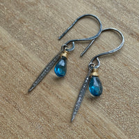 Pavé Diamond Spike and London Blue Topaz Earrings