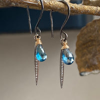 Pavé Diamond Spike and London Blue Topaz Earrings