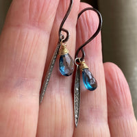 Pavé Diamond Spike and London Blue Topaz Earrings
