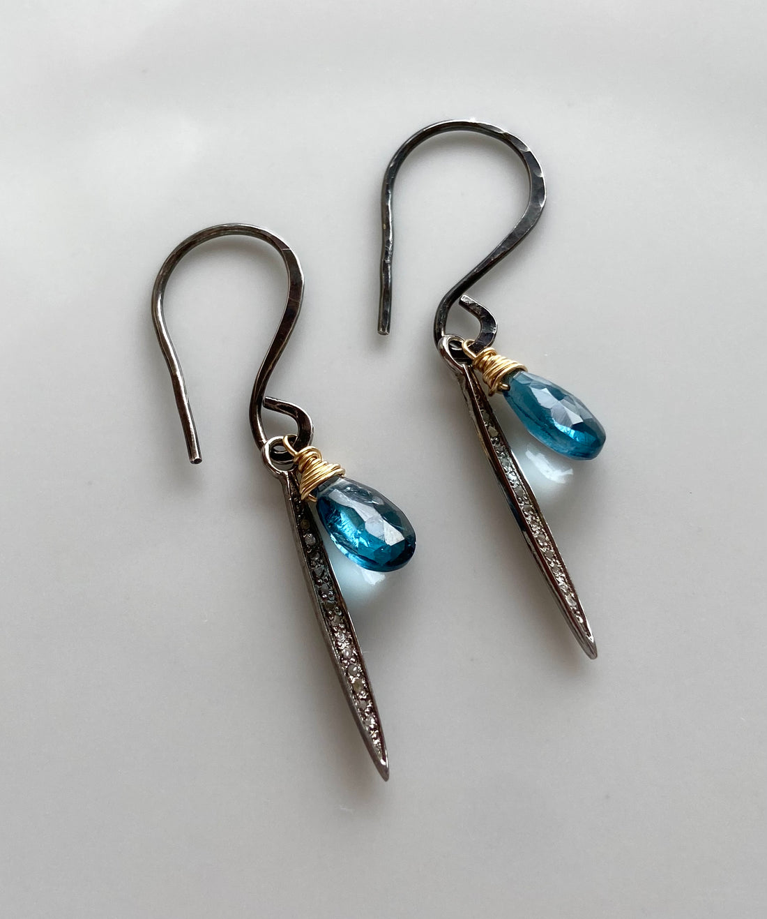 Pavé Diamond Spike and London Blue Topaz Earrings