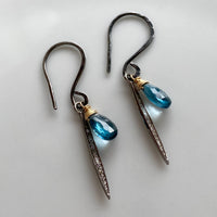 Pavé Diamond Spike and London Blue Topaz Earrings