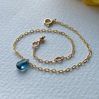 London Blue Topaz Chain Bracelet, November Birthstone Bracelet