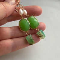 Australian Chrysoprase Chalcedony and Freshwater Pearls Earrings