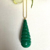Large Carved Malachite Pendant Necklace
