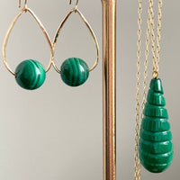 Large Carved Malachite Pendant Necklace