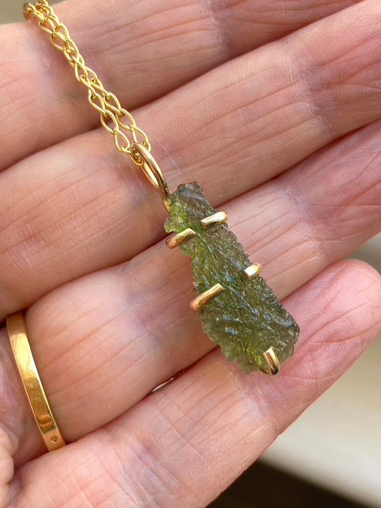 Natural Moldavite Tektite Pendant Necklace