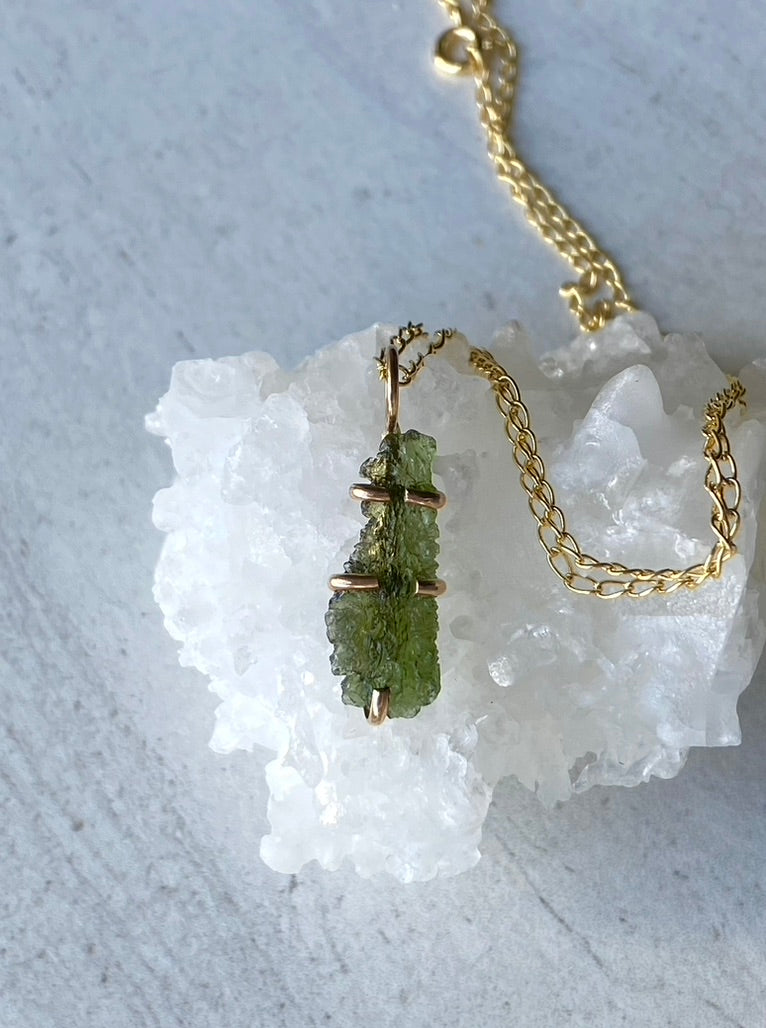 Natural Moldavite Tektite Pendant Necklace