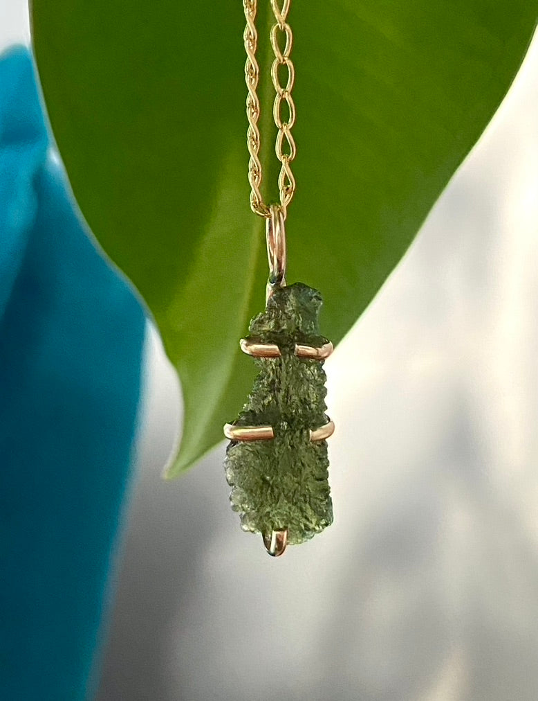 Natural Moldavite Tektite Pendant Necklace