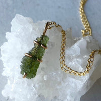Natural Moldavite Tektite Pendant Necklace