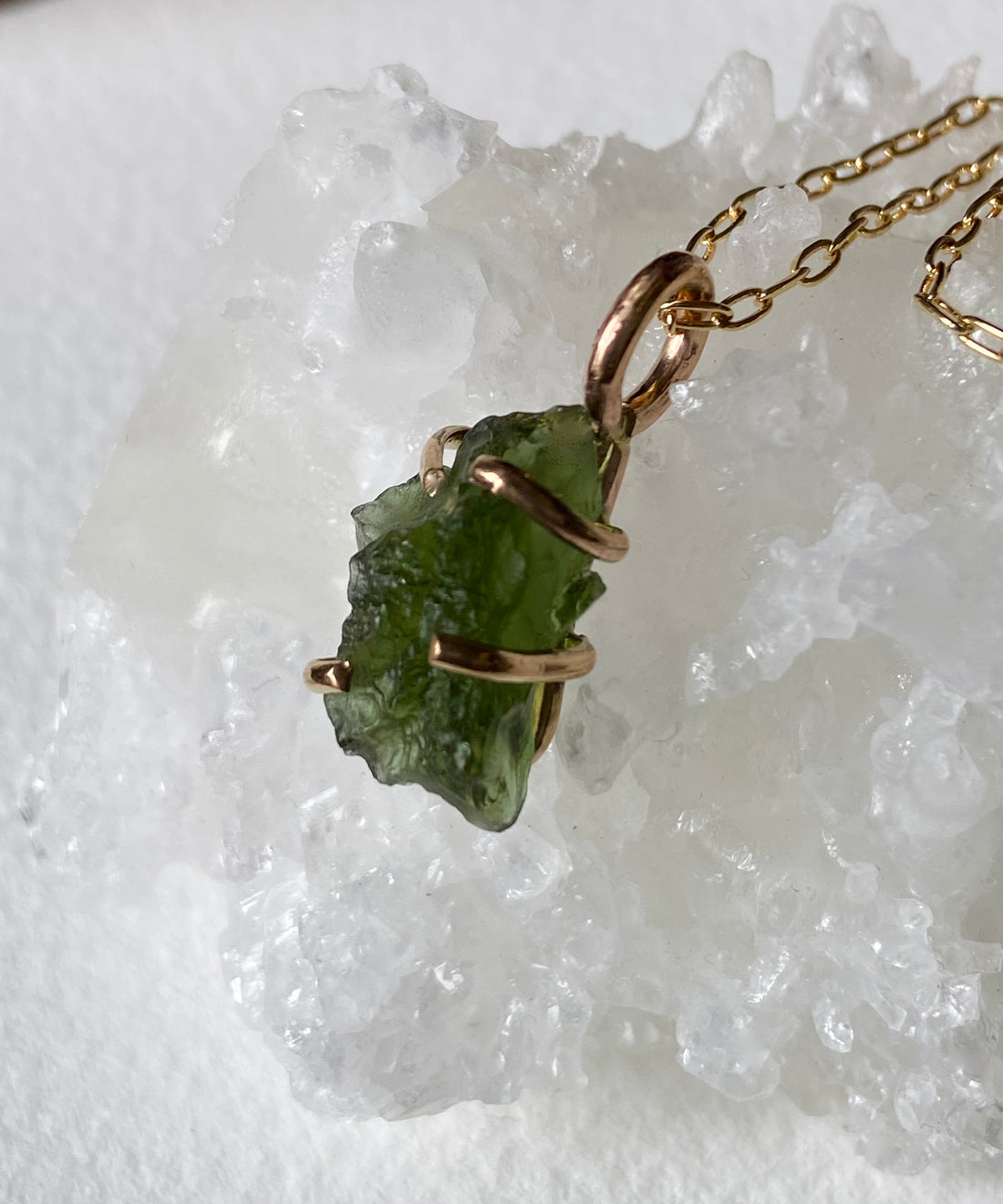 Natural Moldavite Tektite Pendant Necklace