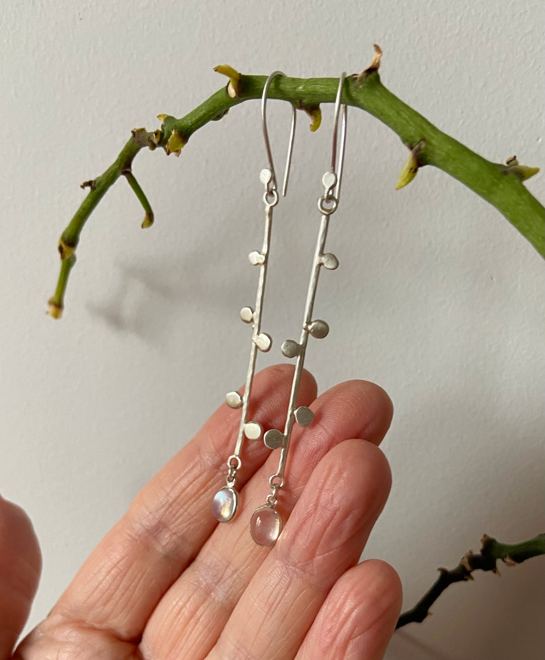 Long Sri Lankan Moonstone Earrings, June Birthstone Earrings