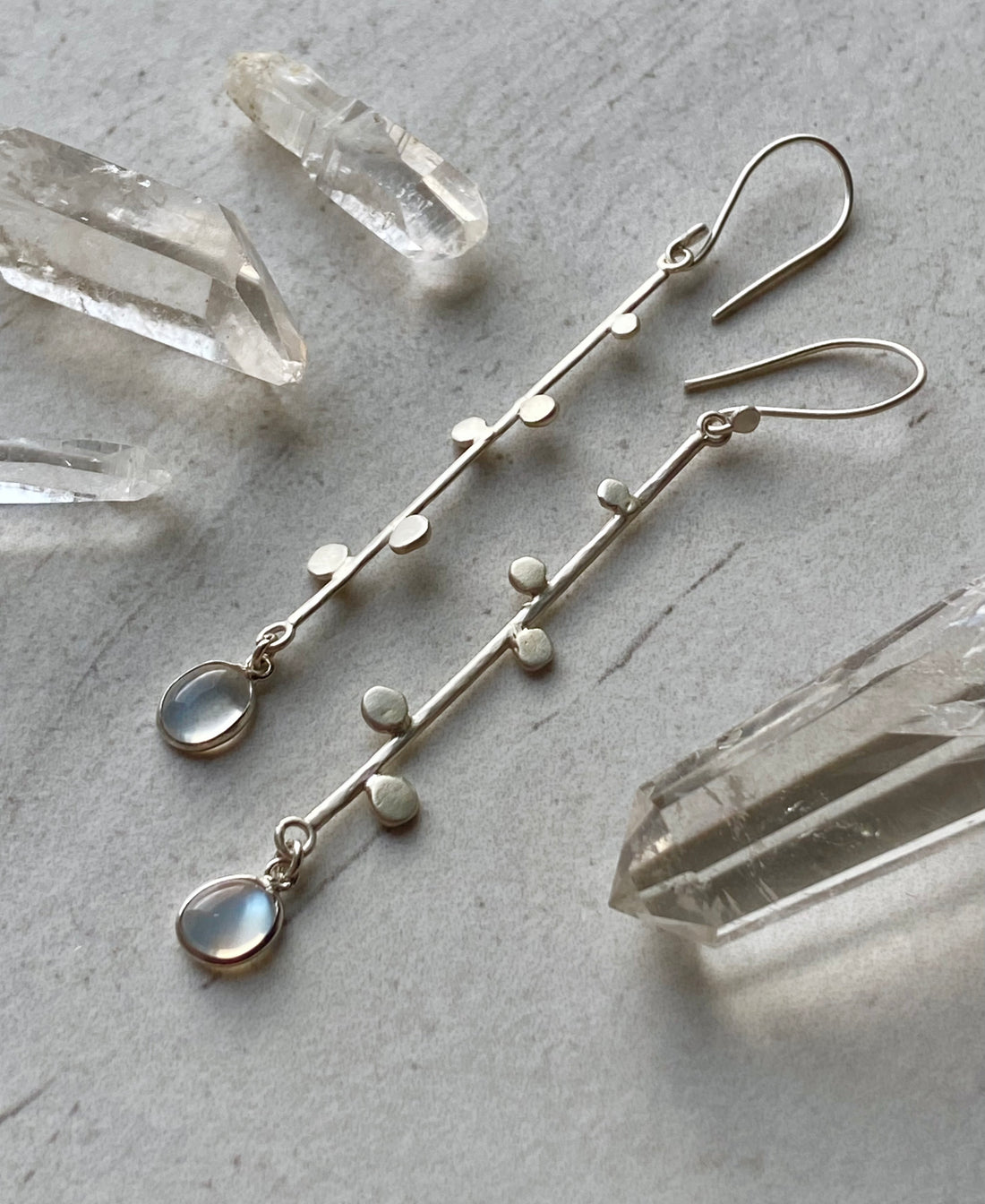 Long Sri Lankan Moonstone Earrings, June Birthstone Earrings