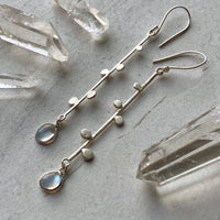 Long Sri Lankan Moonstone Earrings, June Birthstone Earrings
