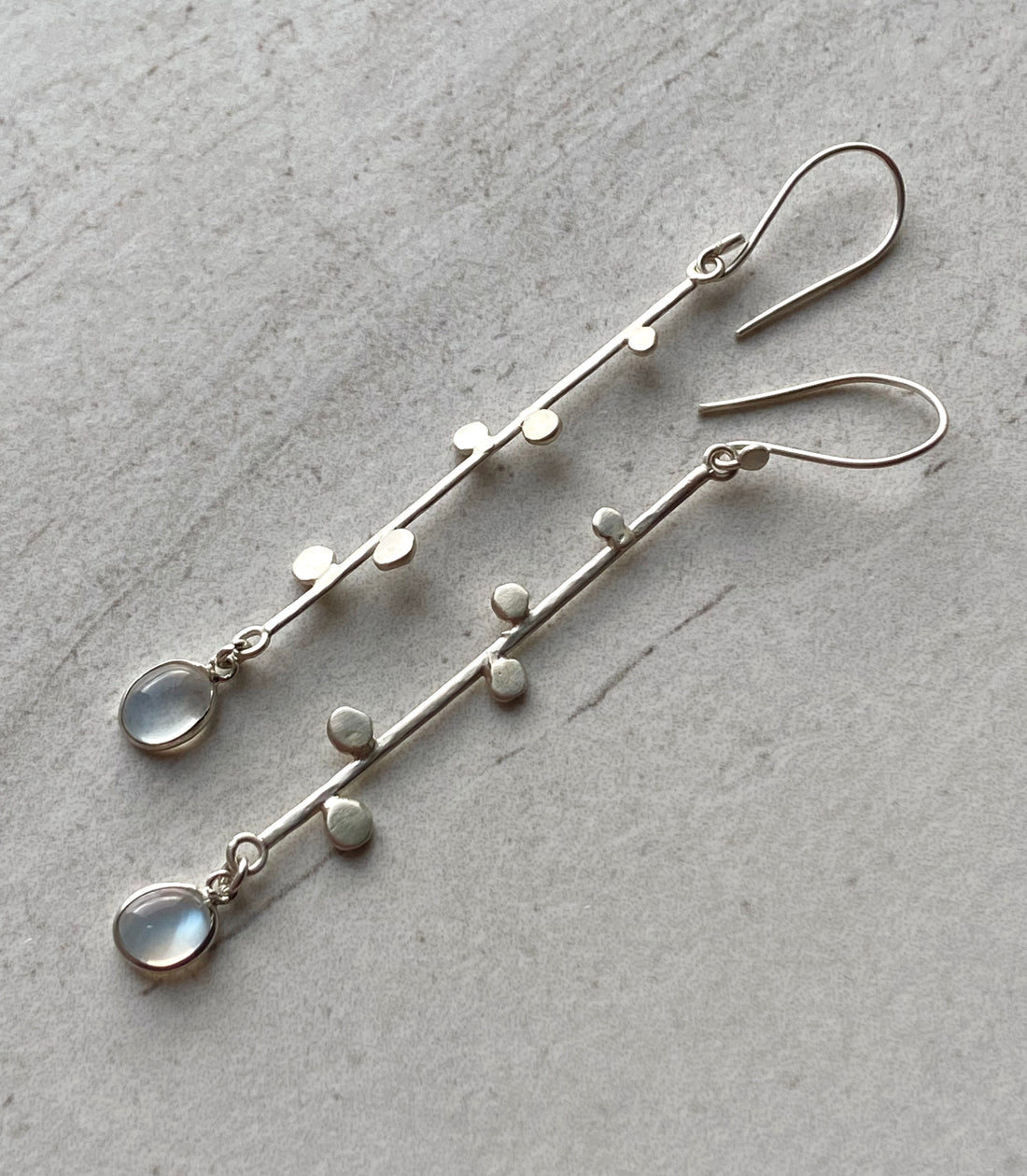 Long Sri Lankan Moonstone Earrings, June Birthstone Earrings