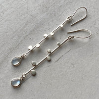 Long Sri Lankan Moonstone Earrings, June Birthstone Earrings