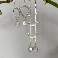 Long Sri Lankan Moonstone Earrings, June Birthstone Earrings