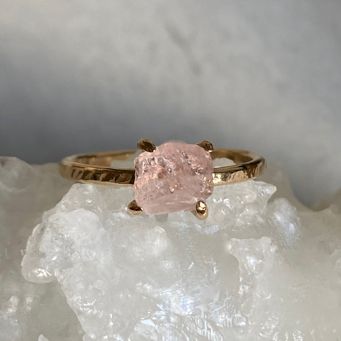 Raw Brazilian Morganite Ring