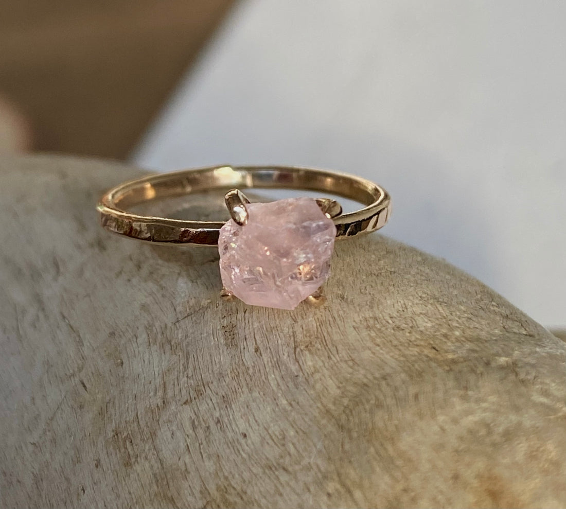 Raw Brazilian Morganite Ring