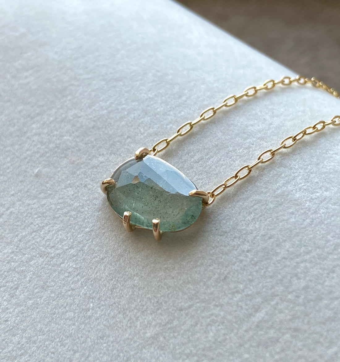 Moss Aquamarine Necklace, March Birthstone Gift