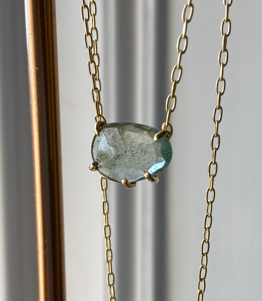 Moss Aquamarine Necklace, March Birthstone Gift