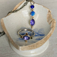 Tanzanite, Australian Boulder Opal and Lapis Lazuli Pendant Necklace, December September October Birthstone Necklace