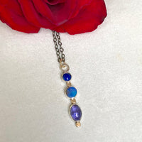 Tanzanite, Australian Boulder Opal and Lapis Lazuli Pendant Necklace, December September October Birthstone Necklace