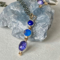 Tanzanite, Australian Boulder Opal and Lapis Lazuli Pendant Necklace, December September October Birthstone Necklace