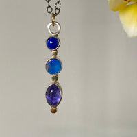 Tanzanite, Australian Boulder Opal and Lapis Lazuli Pendant Necklace, December September October Birthstone Necklace