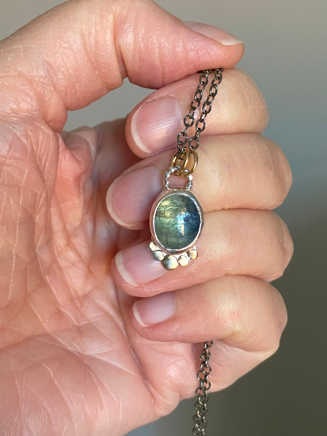 Bicolor Green Blue Tanzanite Pendant Necklace, December Birthstone