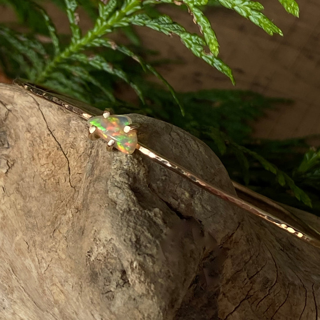 Ethiopian Welo Opal Bangle Bracelet, October Birthstone Bracelet