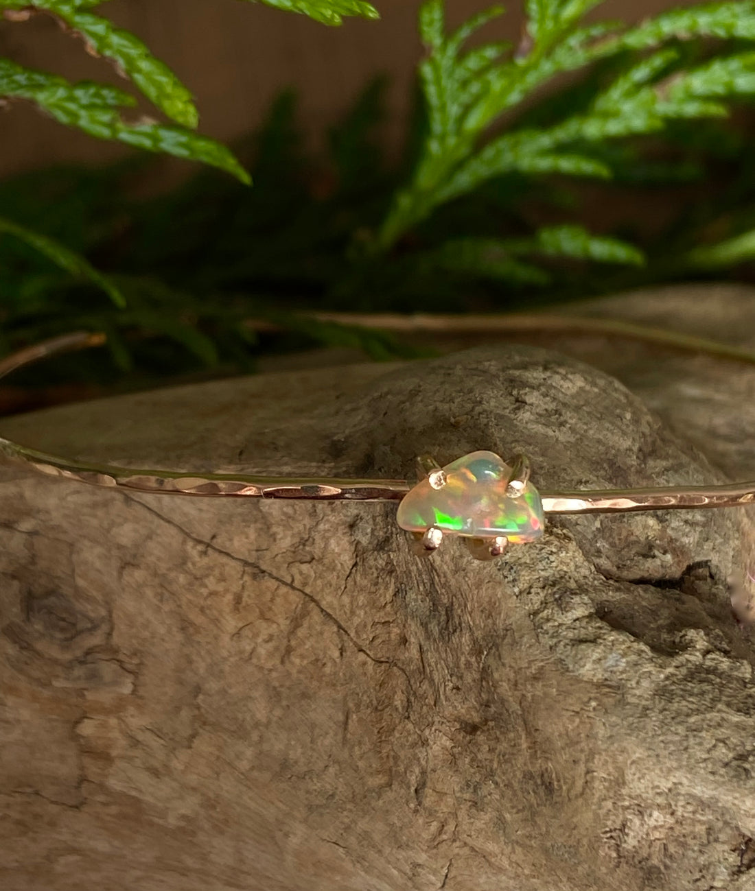 Ethiopian Welo Opal Bangle Bracelet, October Birthstone Bracelet