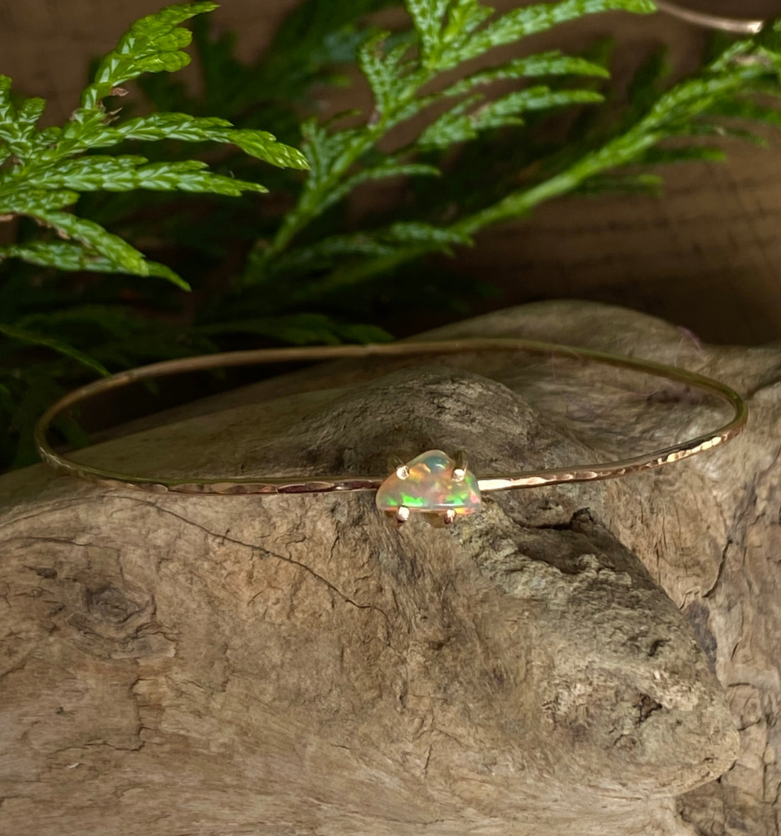 Ethiopian Welo Opal Bangle Bracelet, October Birthstone Bracelet