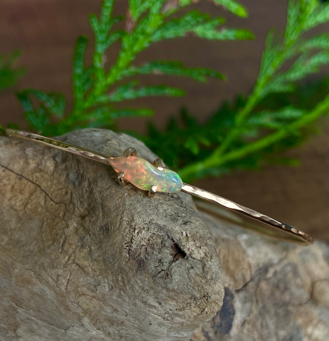 Ethiopian Welo Opal Bangle Bracelet, October Birthstone Bracelet