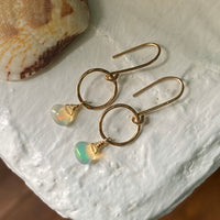 Natural Opal Hammered Hoop Earrings, October Birthstone Earrings
