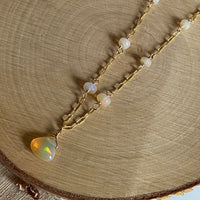 Ethiopian Opal Pendant Necklace, October Birthstone Necklace